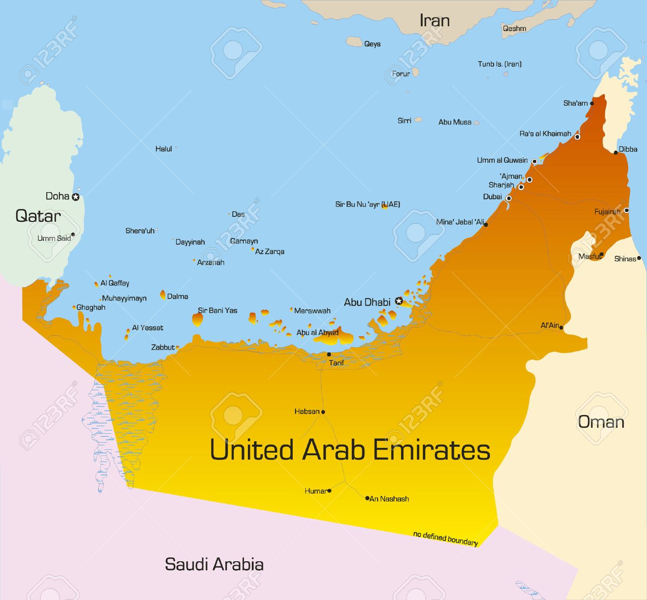 vector vector color map of united arab emirates country