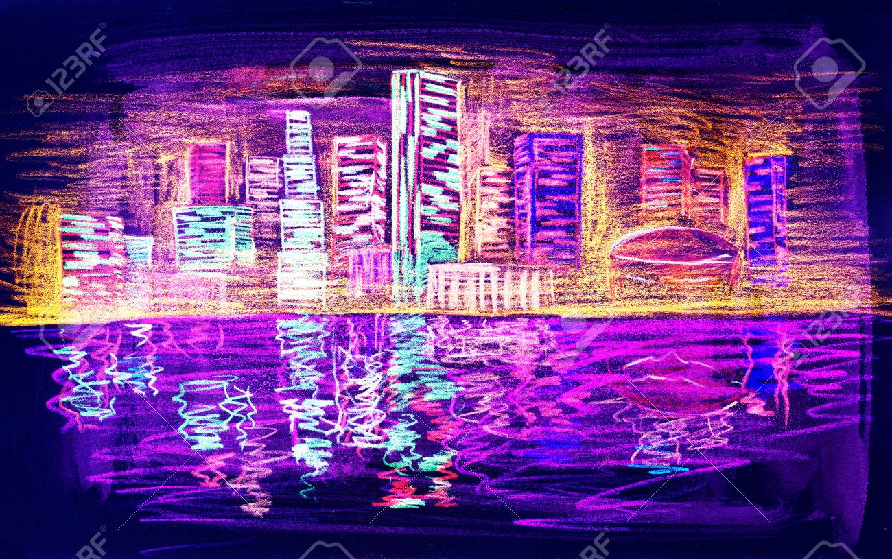 dibujo de paisaje con lapices de colores