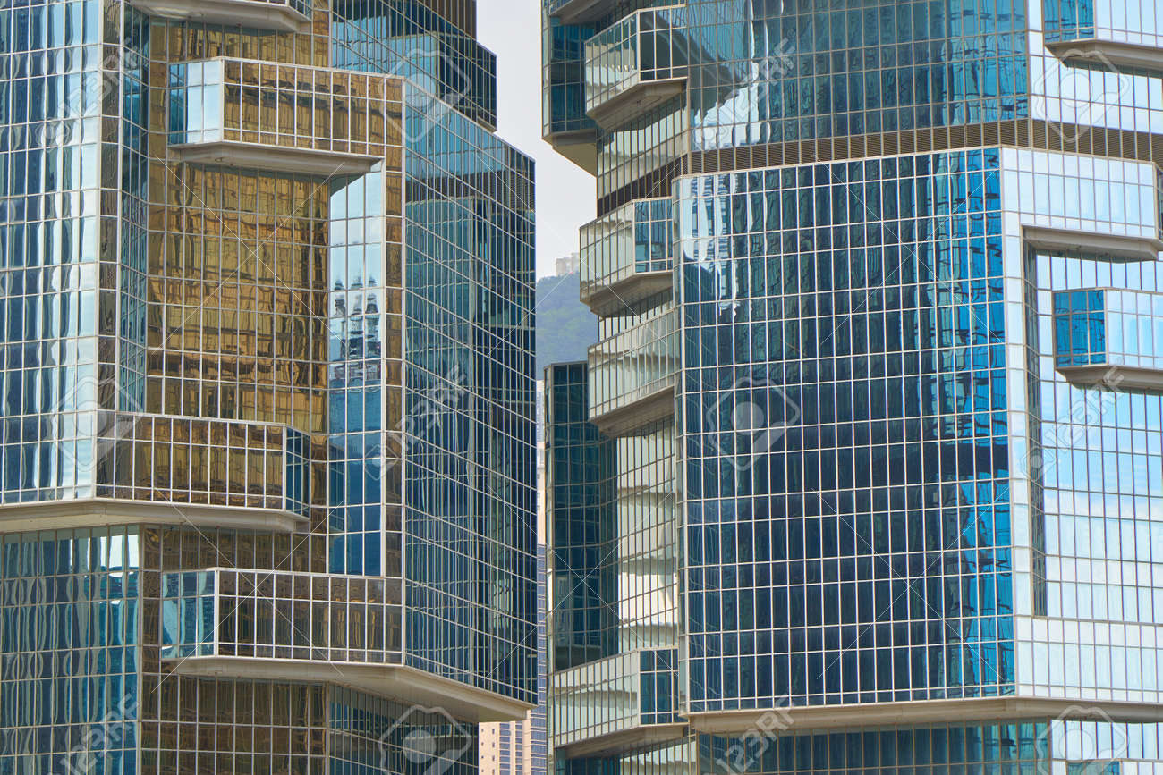 Hong Kong July 4 2018 Abstract Architecture With Dark Blue