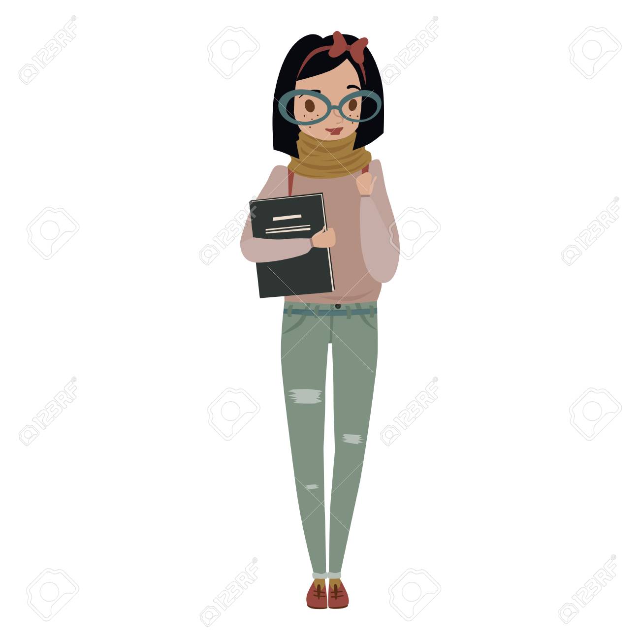 本を持っているオタクの若い女性は セーター ジーンズ スカーフ ブーツ 弓と眼鏡を着用しています ベクトル人キャラクターイラスト 黒いボブ のヘアカットと女性オタク のイラスト素材 ベクタ Image 本を持っているオタクの若い女性は セーター ジーンズ スカーフ ブーツ 弓と眼鏡を着用しています ベクトル人キャラクターイラスト 黒いボブ のヘアカットと女性オタク のイラスト素材 ベクタ Image