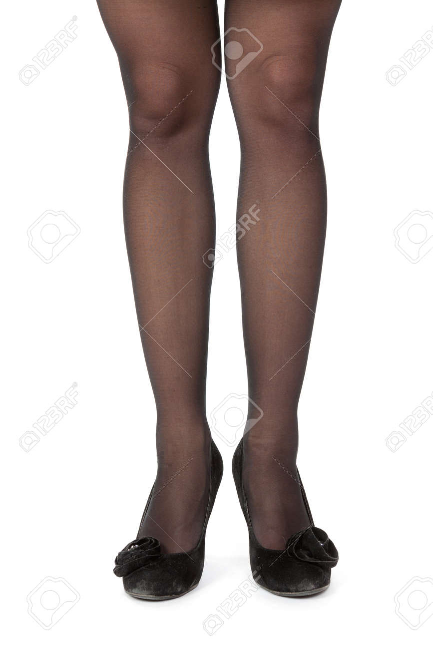 パンティー ストッキングとハイヒールの靴の細身の女性の足 の写真素材 画像素材 Image