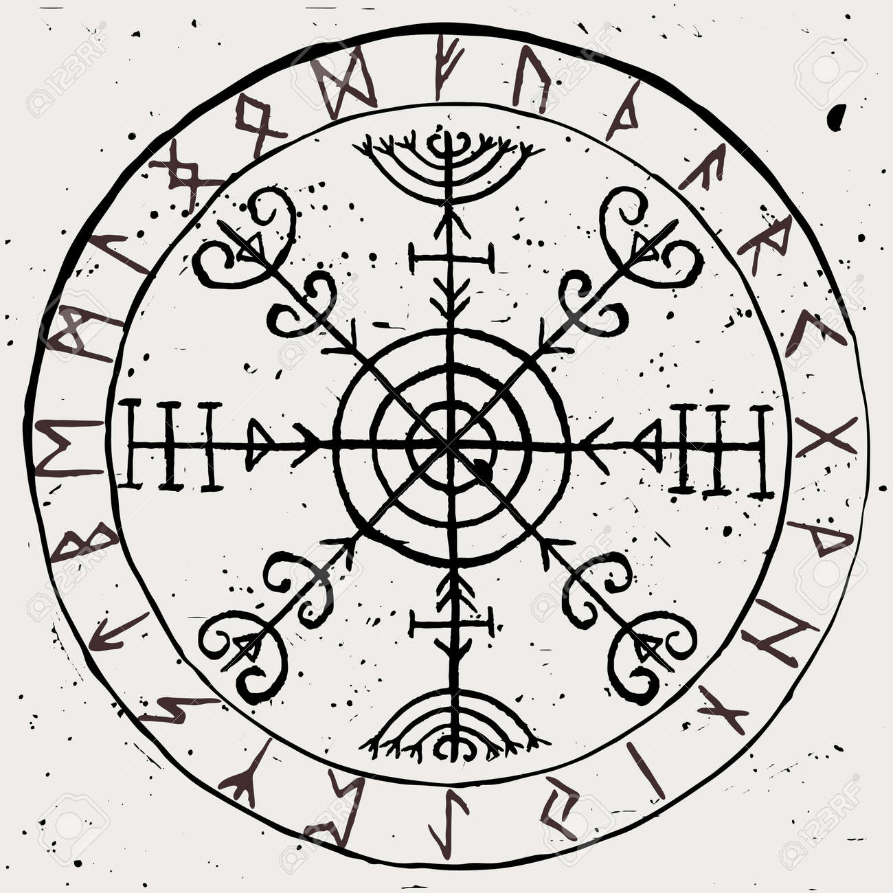 Veldismagn. Ancient Vector Runic Icelandic Symbol Of Strength And  Protection With Futhark In A Circle Royalty Free SVG, Cliparts, Vectors,  and Stock Illustration. Image 169408565., image size:1300x1300