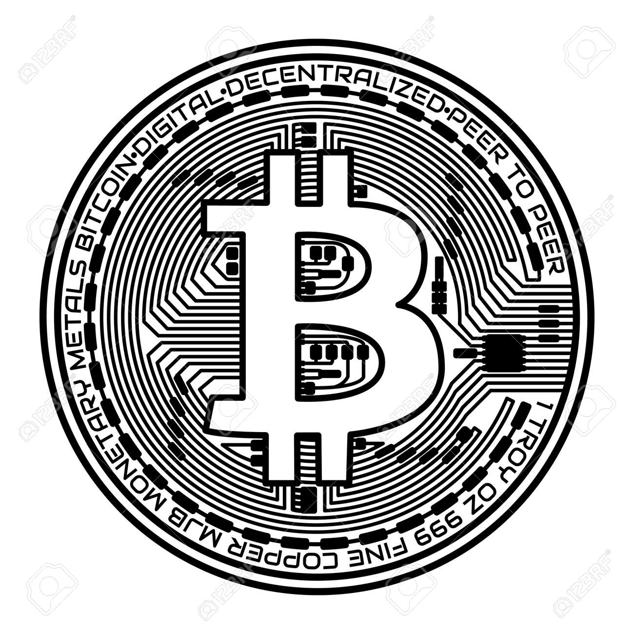 Pièce De Bitcoin Sur Fond Blanc. Illustration Vectorielle Clip Art Libres  De Droits, Svg, Vecteurs Et Illustration. Image 105023802