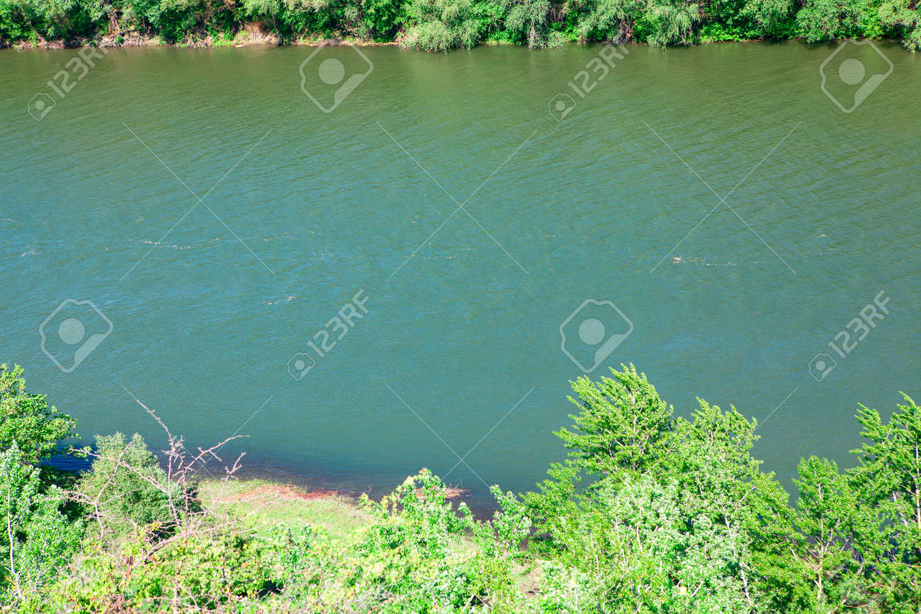 River view from above . Green riverside coast - 167986843 River view from above . Green riverside coast - 167986843