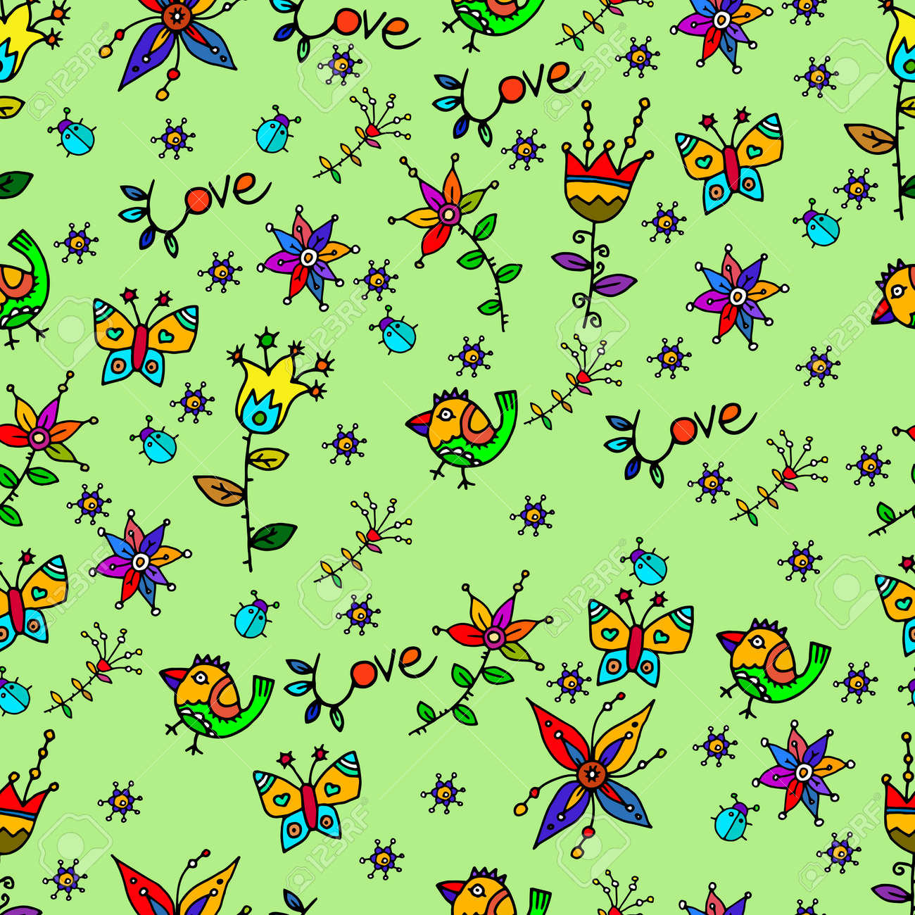 シームレス パターン 子供イラスト かわいい背景 のイラスト素材 ベクタ Image