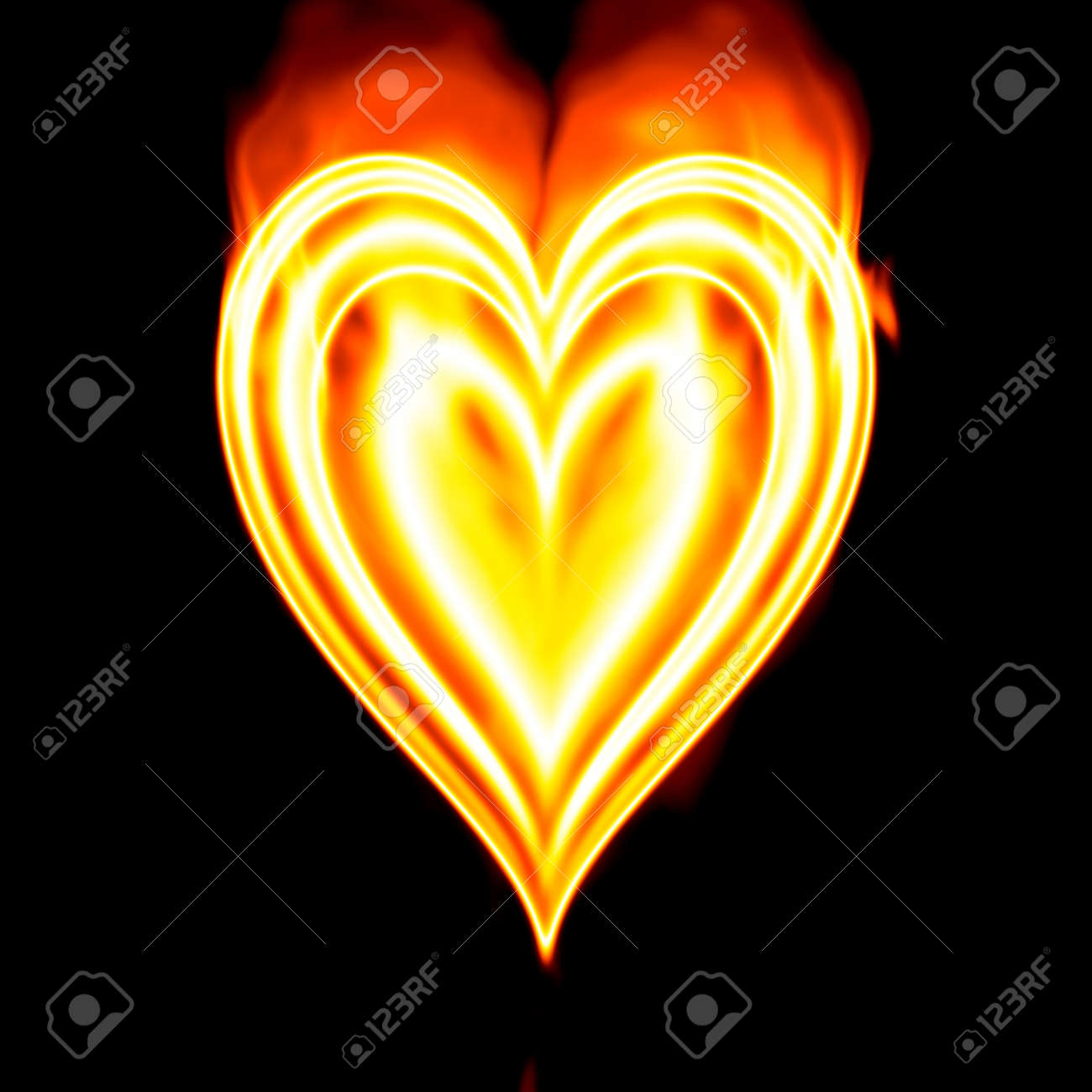 Heart On Fire To Symbolise Burning Passion And Love Stock Photo