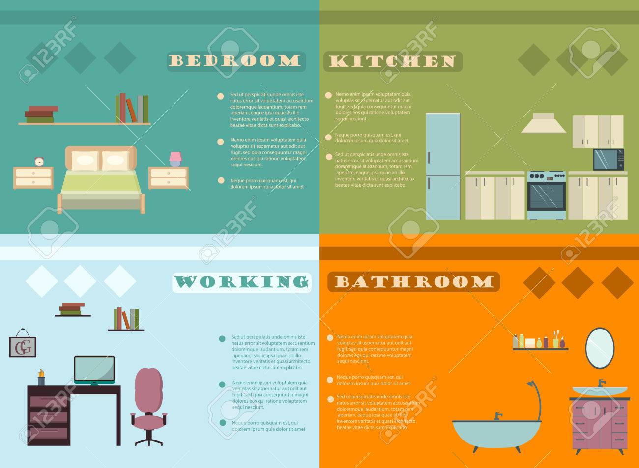 Set Of Elements To Interior Design Infographics Design Conceptual