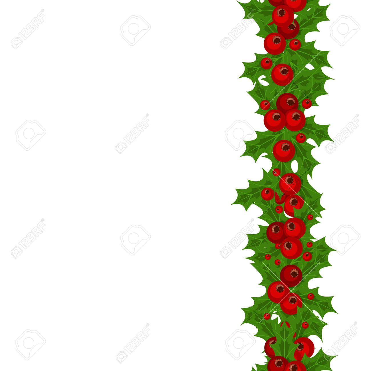 Green Christmas Garlands Of Holly And Mistletoe. Horizontal Seamless  Background With Christmas Holly. Christmas Border Seamless Pattern Holly  Vector Decoration Holiday Winter Background. Royalty Free SVG, Cliparts,  Vectors, and Stock Illustration. Image, image size:1300x1300