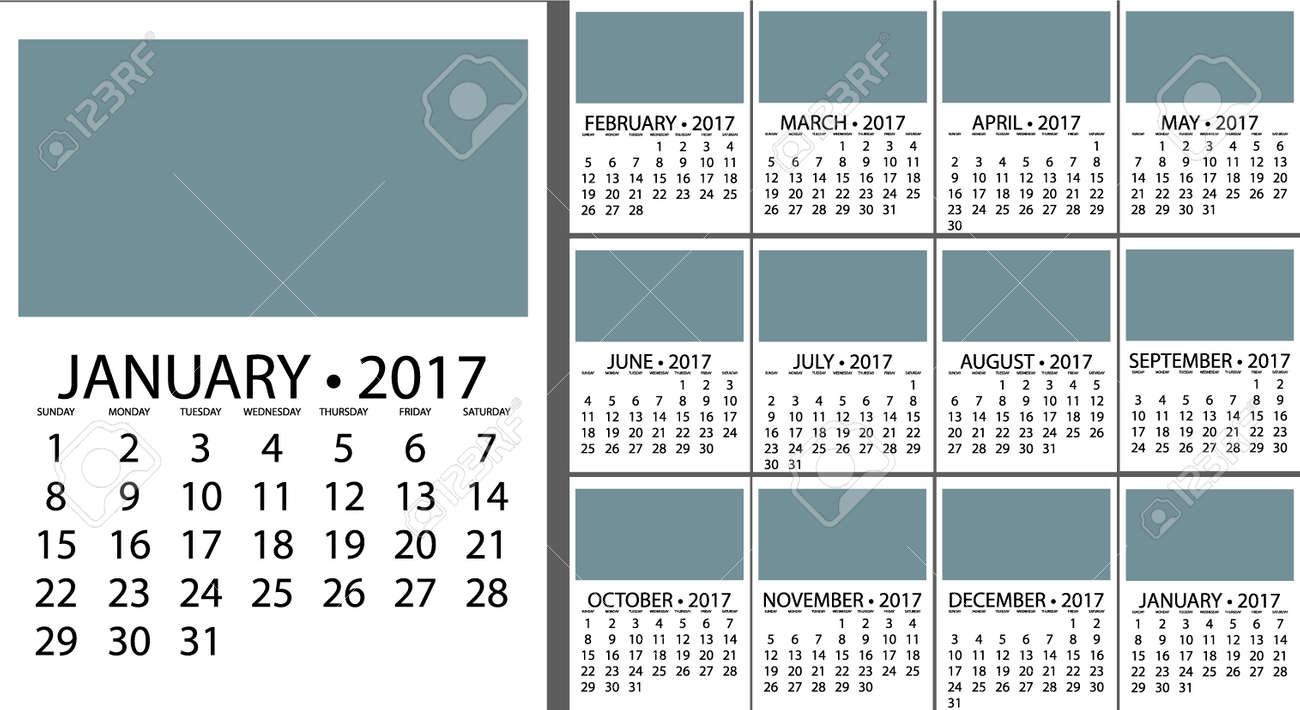 2017 calendar planner design vector template design monthly date planner template