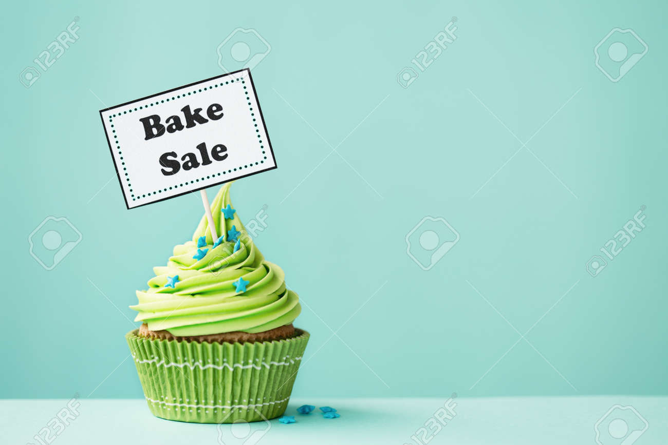 cupcake with bake sale sign cupcake advert