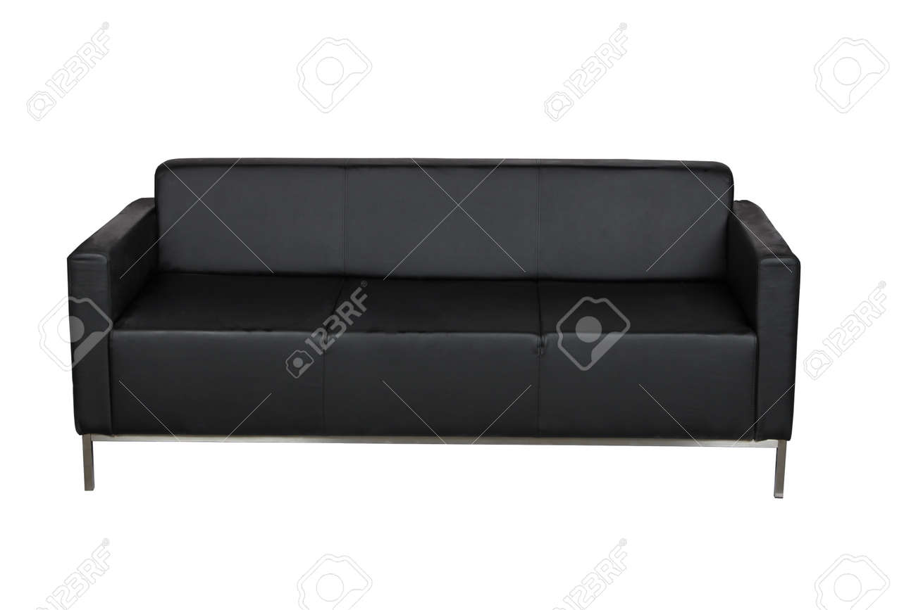 Black Leather Sofa On A White Background Lizenzfreie Fotos, Bilder - Black Leather Sofa On A White Background Lizenzfreie Fotos, Bilder