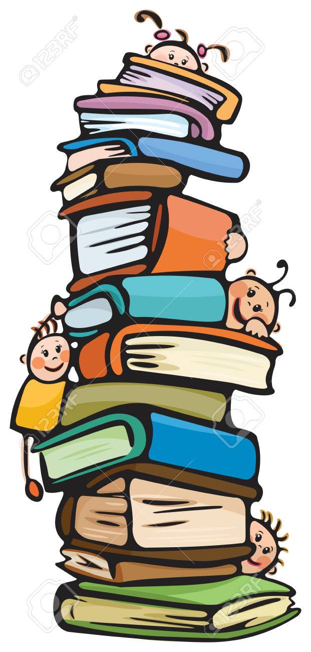 Niños Divertidos En Libros Ilustraciones Vectoriales, Clip Art ...