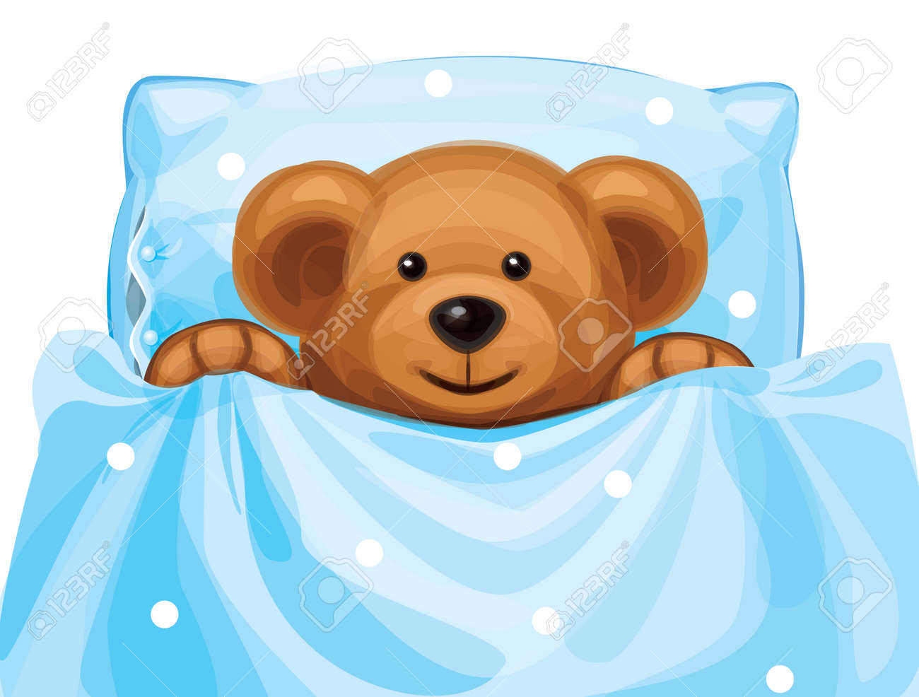 ベッドの中でクマのかわいい赤ちゃん のイラスト素材 ベクタ Image