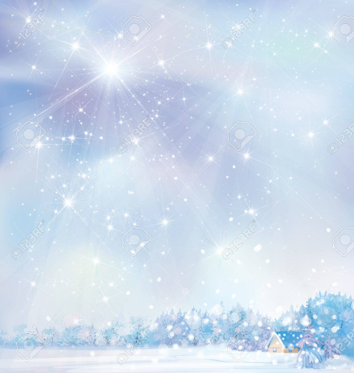 イラストの森の家の冬雪景色 の写真素材 画像素材 Image