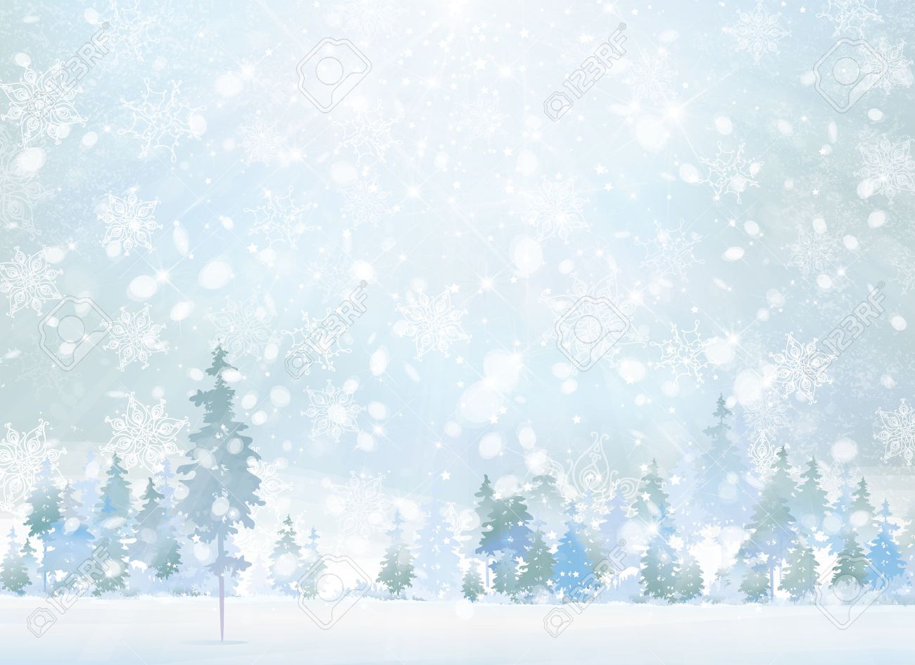 Vector Winter Scene With Forest Background Royalty Free Cliparts Vectors And Stock Illustration Image