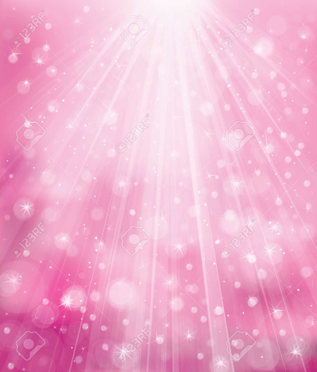 sparkle pink background with rays lights and stars royalty free