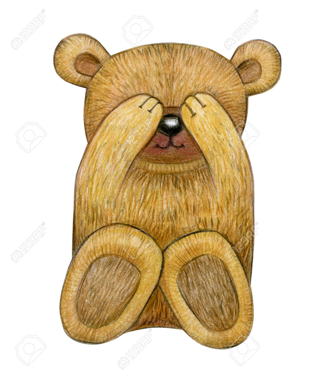 picture How To Draw A Cute Teddy Bear Face cute sitting baby bear hiding face isolated on white hand