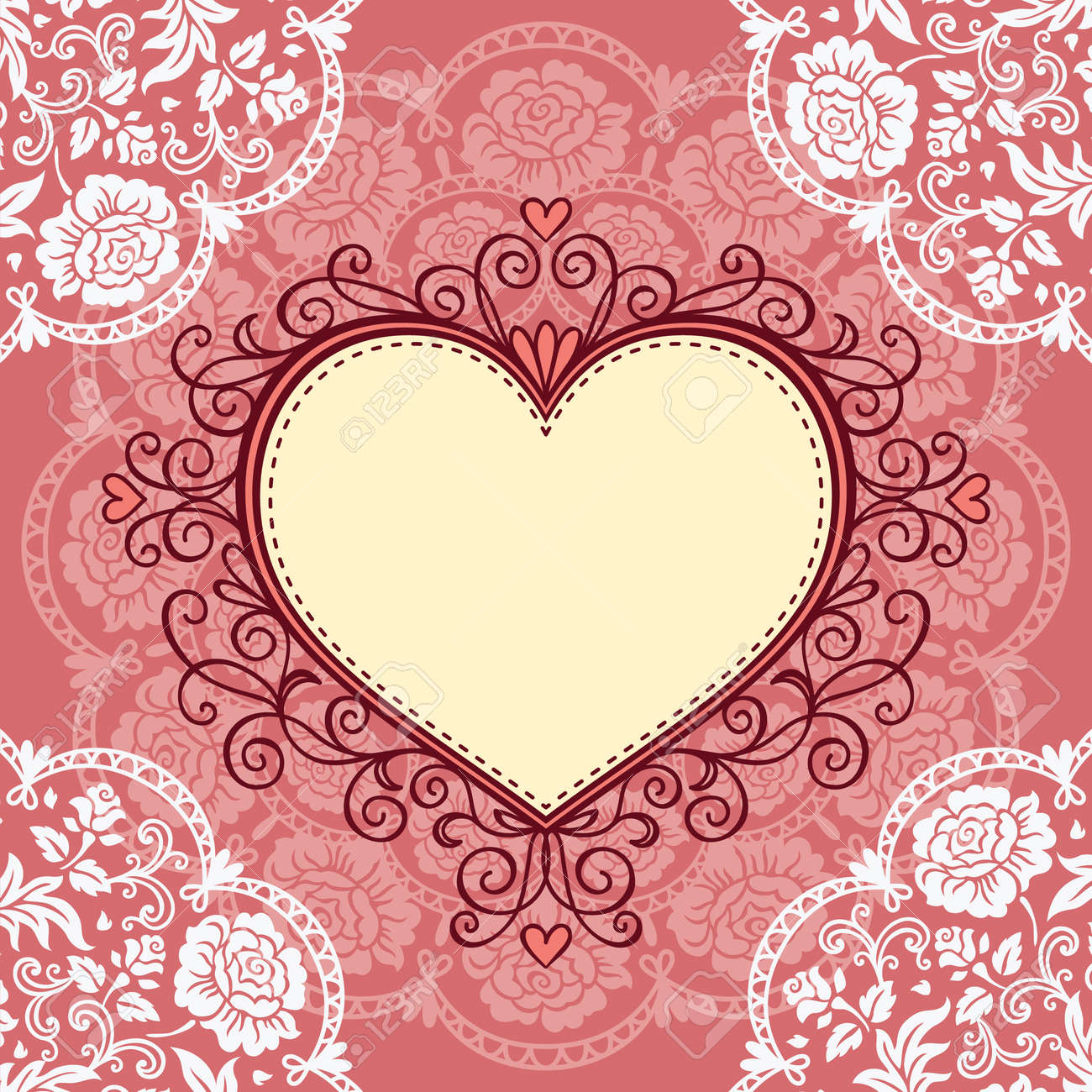 レース付き観賞ハート フレームのイラスト素材 ベクタ Image
