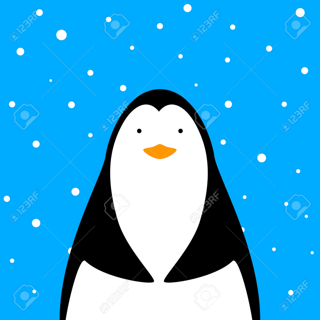 青い背景に面白い かわいいペンギンベクトルイラスト のイラスト素材 ベクタ Image