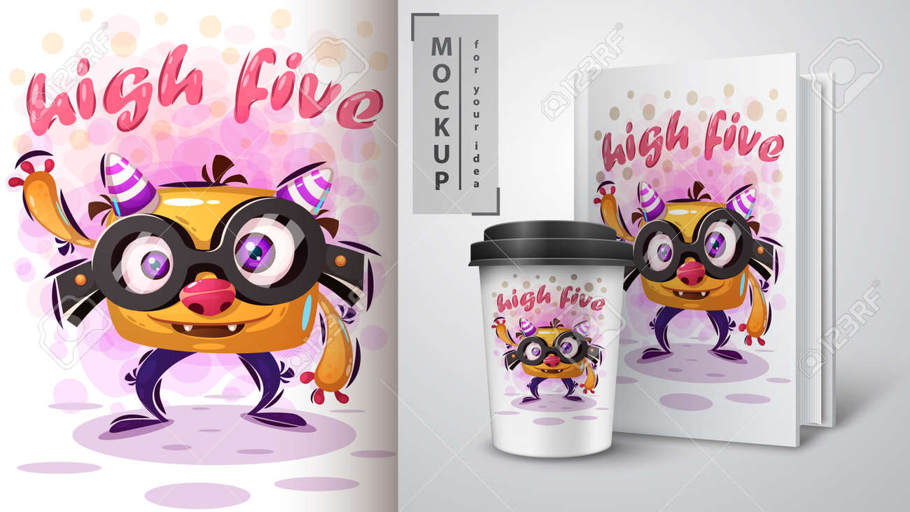 Download Funny Cartoon Monster Mockup For Your Idea Royalty Free Cliparts Vectors And Stock Illustration Image 132059616