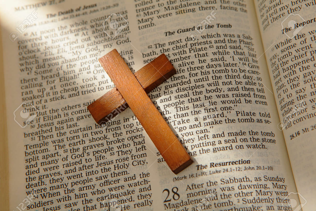 Wooden Cross On A Old Bible With The Light From Window Stock Photo Picture And Royalty Free Image Image 12528994