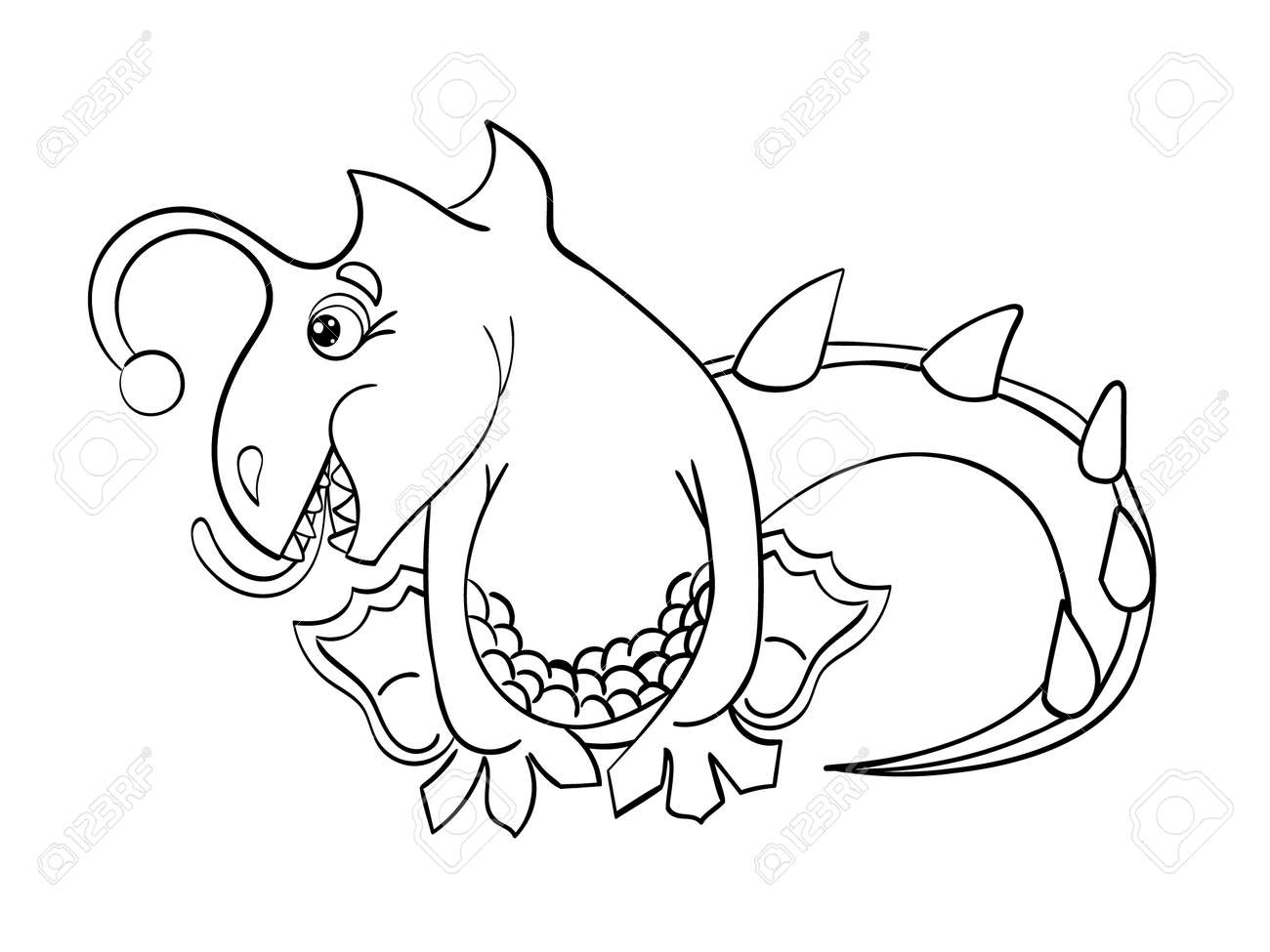 Coloring Book Without Color Dragon Isolated On White Background ... Coloring Book Without Color Dragon Isolated On White Background ...
