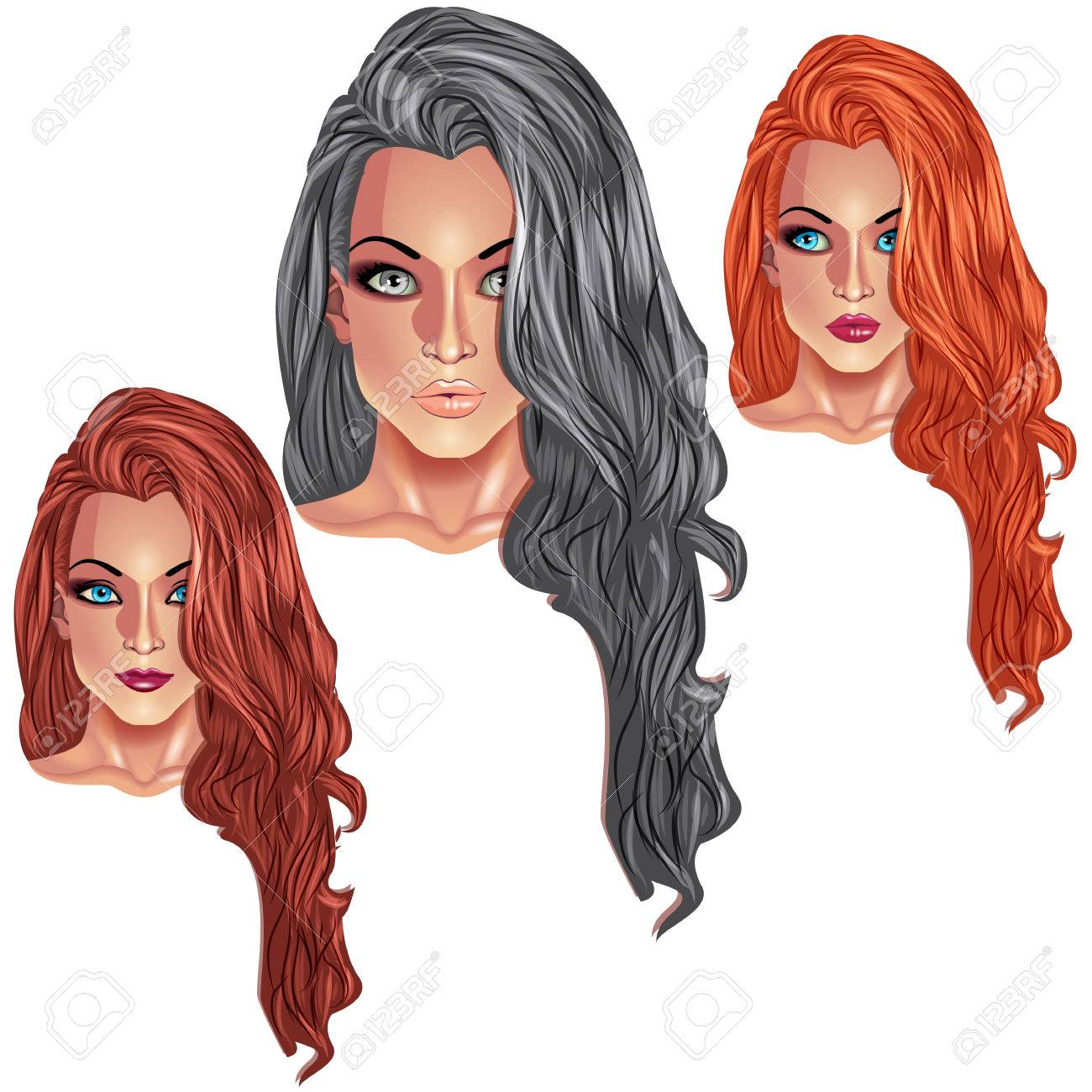 Beautiful Girls With Long Haircuts Three Beautiful Bright Women