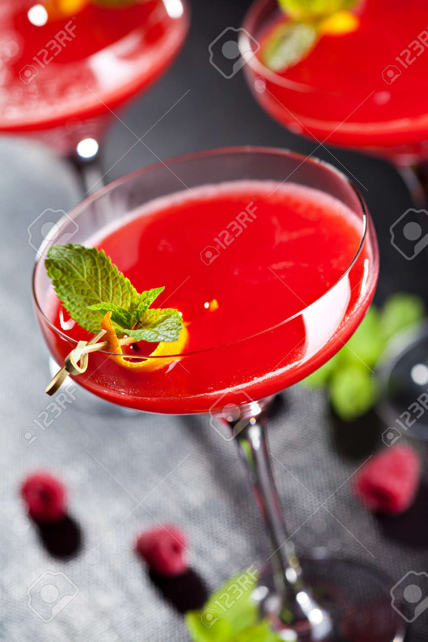 red alcoholic cocktail with