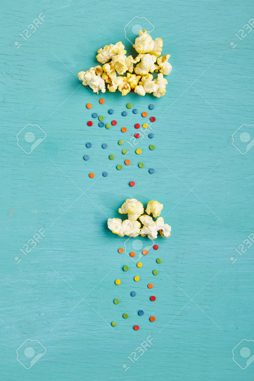 Weather Concept Top View Of Creative Popcorn Clouds With Colorful Stock Photo Picture And Royalty Free Image Image