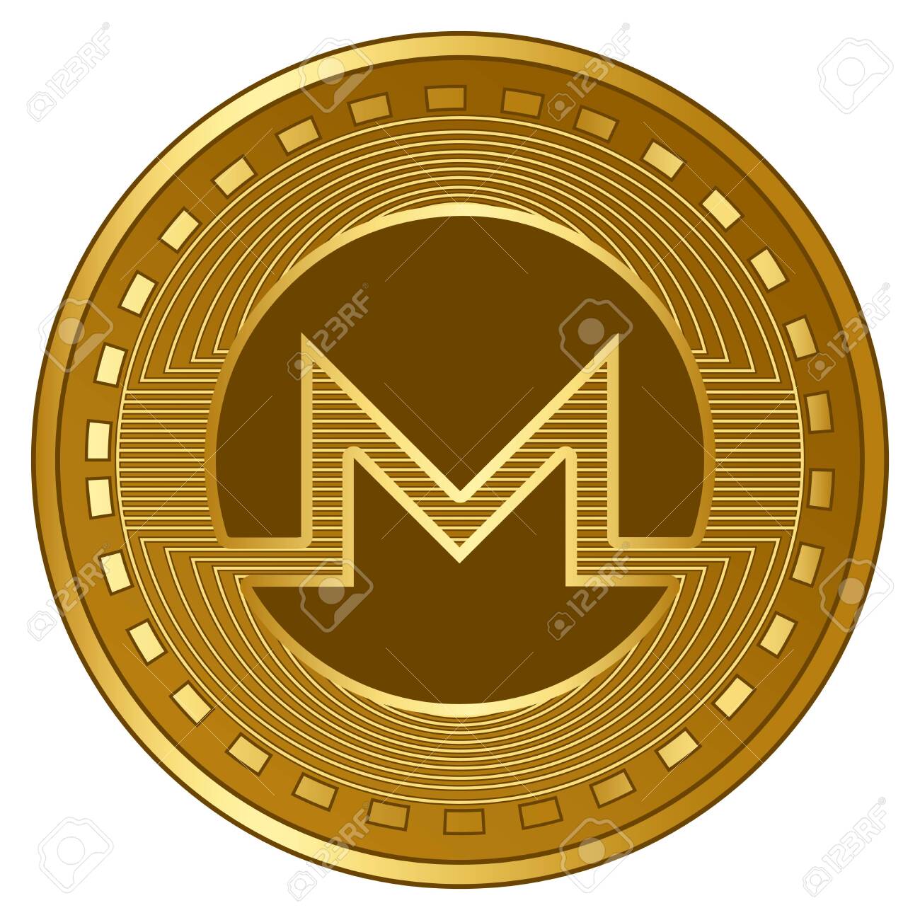 골드 미래형 Monero Cryptocurrency 동전 벡터 일러스트 레이션 로열티 무료 사진, 그림, 이미지 그리고 스톡포토그래피.  Image 149868706