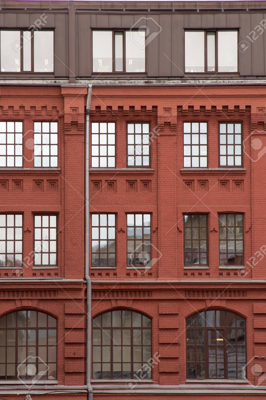 classic brick facade with large windows stock photo, picture andclassic brick facade with large windows stock photo 104780055