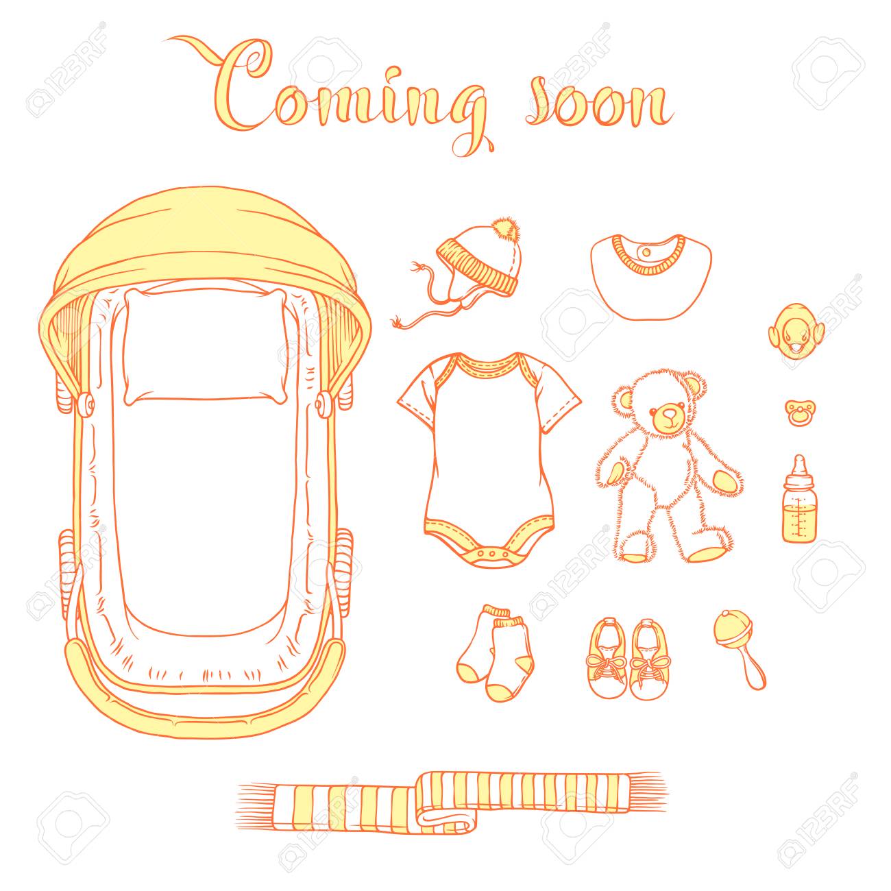 illustration of baby items