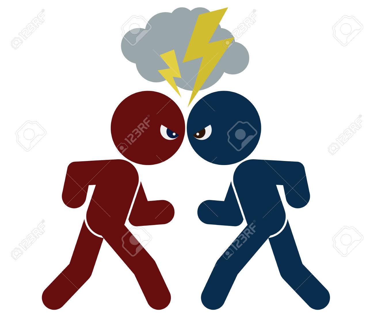 vector schematic image of confrontation two arguing people