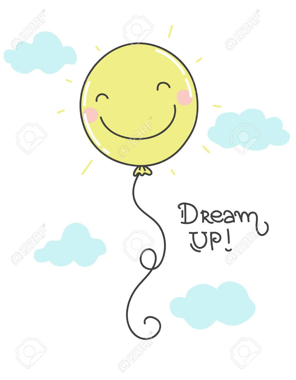 Cute Cartoon Balloon With Smiling Face Is Flying In The Sky Royalty Free Cliparts Vectors And Stock Illustration Image 66111337 cute cartoon balloon with smiling face is flying in the sky