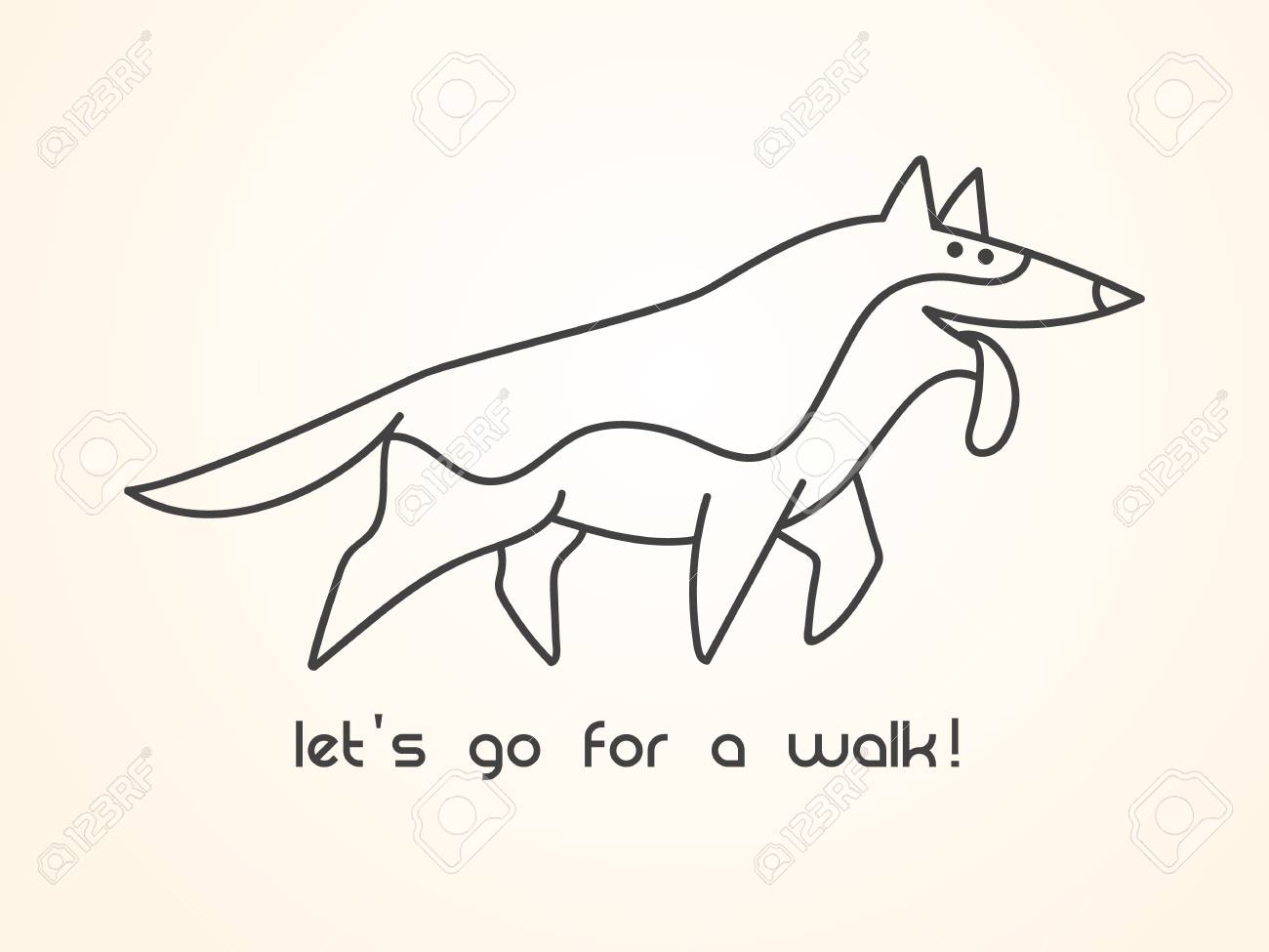 Illustration De Chien De Berger Allemand Mignon Dessin Animé Drôle Avec Inscription Laissez Nous Faire Une Promenade