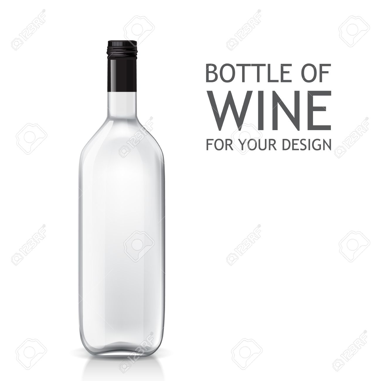 transparent realistic empty bottle of wine for your design bottle