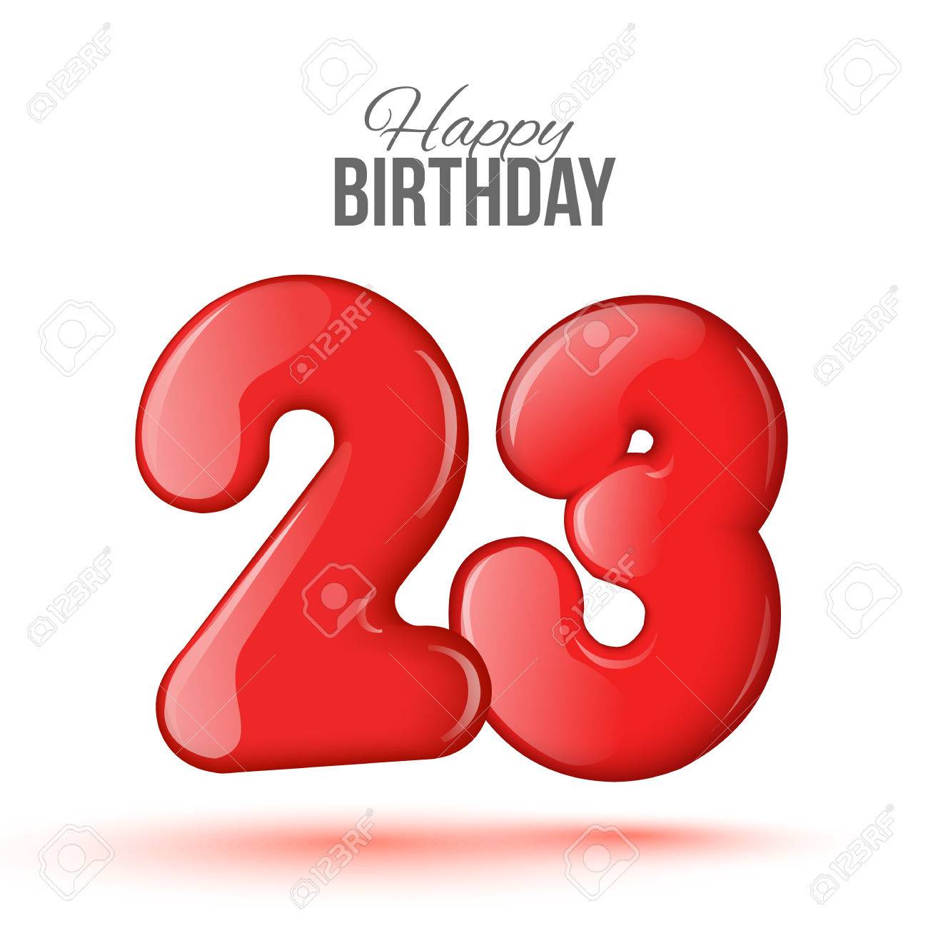 サンプル 23 周年グリーティング カード 赤の数字の数値から 3 D の空気 白い背景の上の風船とパーティーに招待カード 印刷 Web 配信 ジュビリーに適して のイラスト素材 ベクタ Image