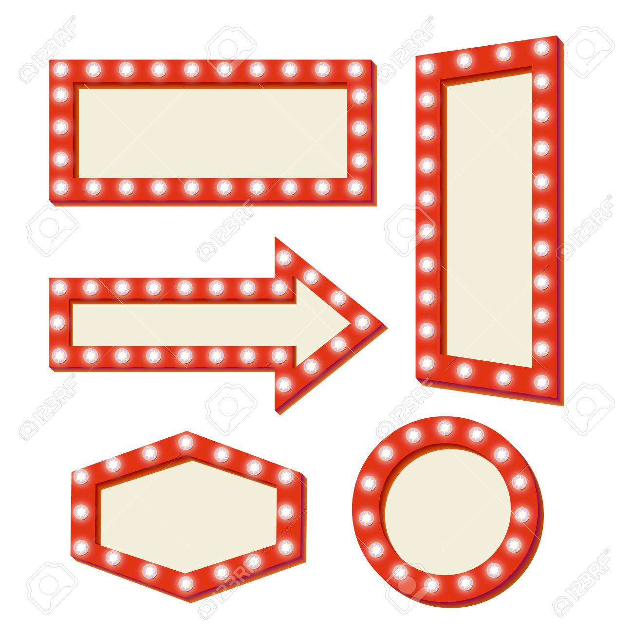 retro sign with lights red frame with neon lights simple and