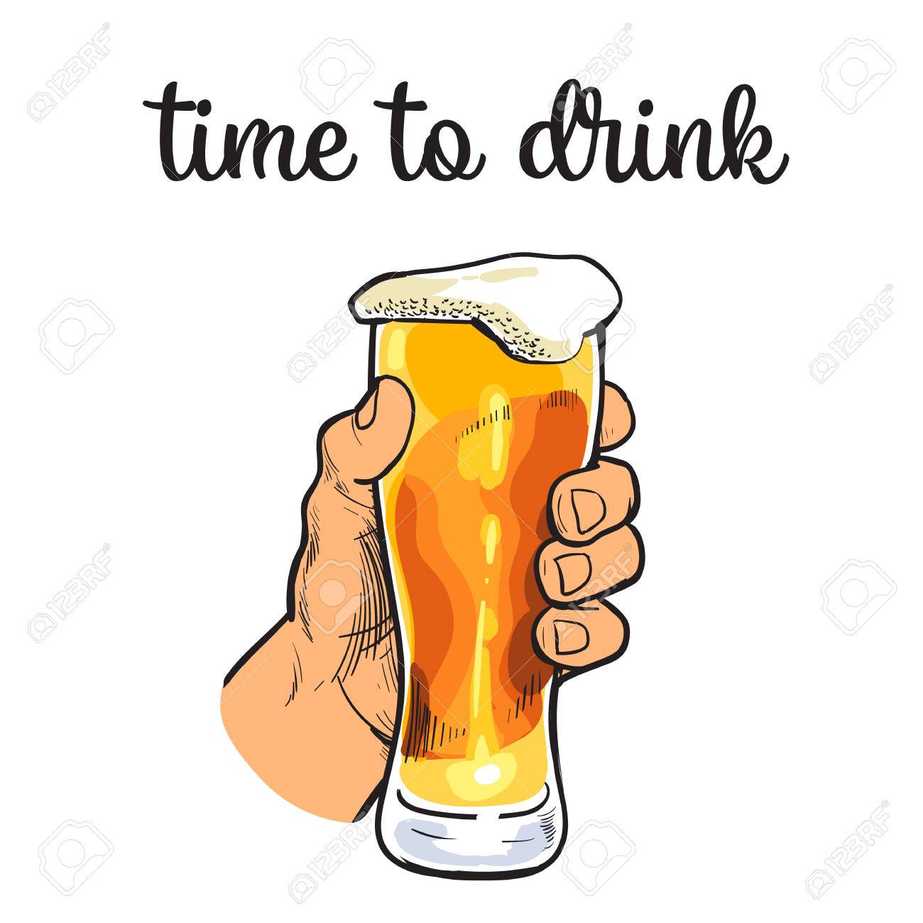 Hand Holding A Full Glass Of Beer Vector Illustration Sketch Royalty Free Cliparts Vectors And Stock Illustration Image 64546410