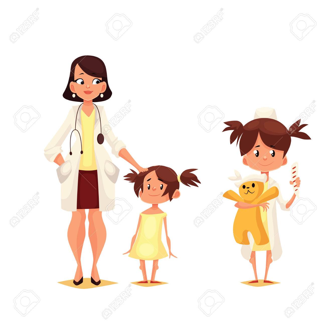 Kinderarzt Arzt Mit Seinem Patienten Cartoon Comic Vektor Illustration Auf Weissem Hintergrund Dr Pediator Mit Einem Kleinen Kind Isoliert Spielt Ein Kind In Der Arzt Ein Spielzeug Halten Lizenzfrei Nutzbare Vektorgrafiken Clip Arts