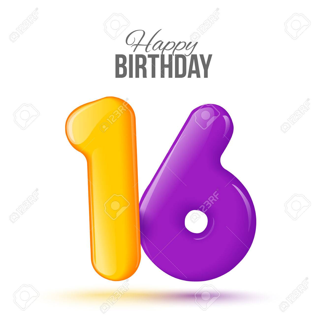 Exemple De Carte De Voeux Pour Le 16 E Anniversaire Air 3d Numeros Rouges Des Chiffres Carte D Invitation A La Fete Avec Des Ballons Sur Un Fond Blanc Convient Pour L Impression La