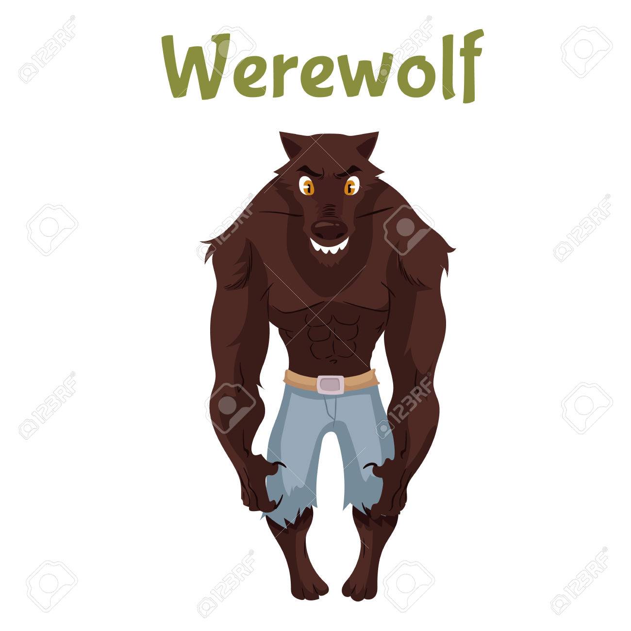 Loup Garou Effrayant Costume D Halloween Idee Style De Bande Dessinee Illustration Isole Sur Fond Blanc Loup Garou Effrayant La Forme Shifter Symbole Traditionnel De L Halloween Et Le Caractere De Conte De Fees Banque D Images