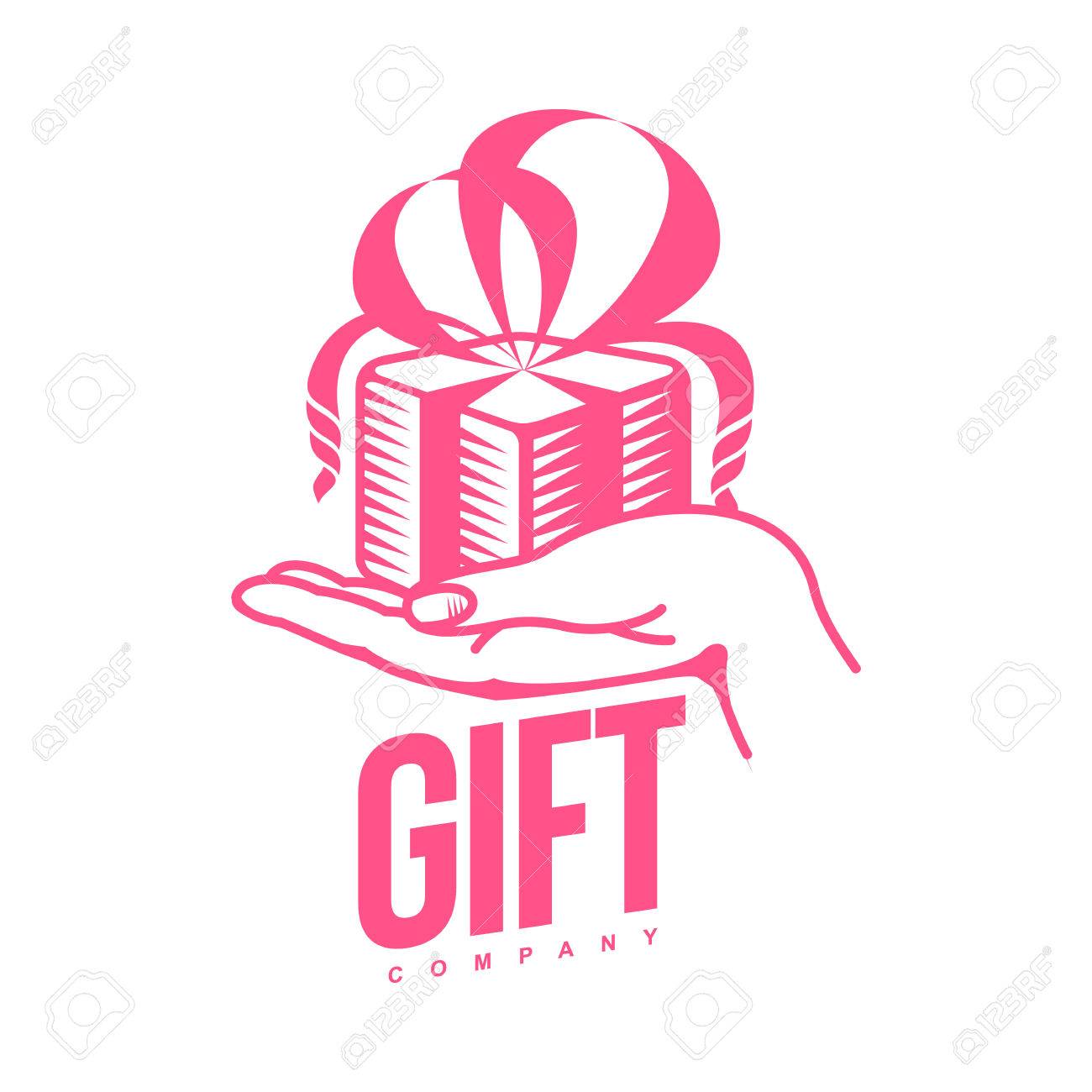pink and white graphic line art gift box templates vector