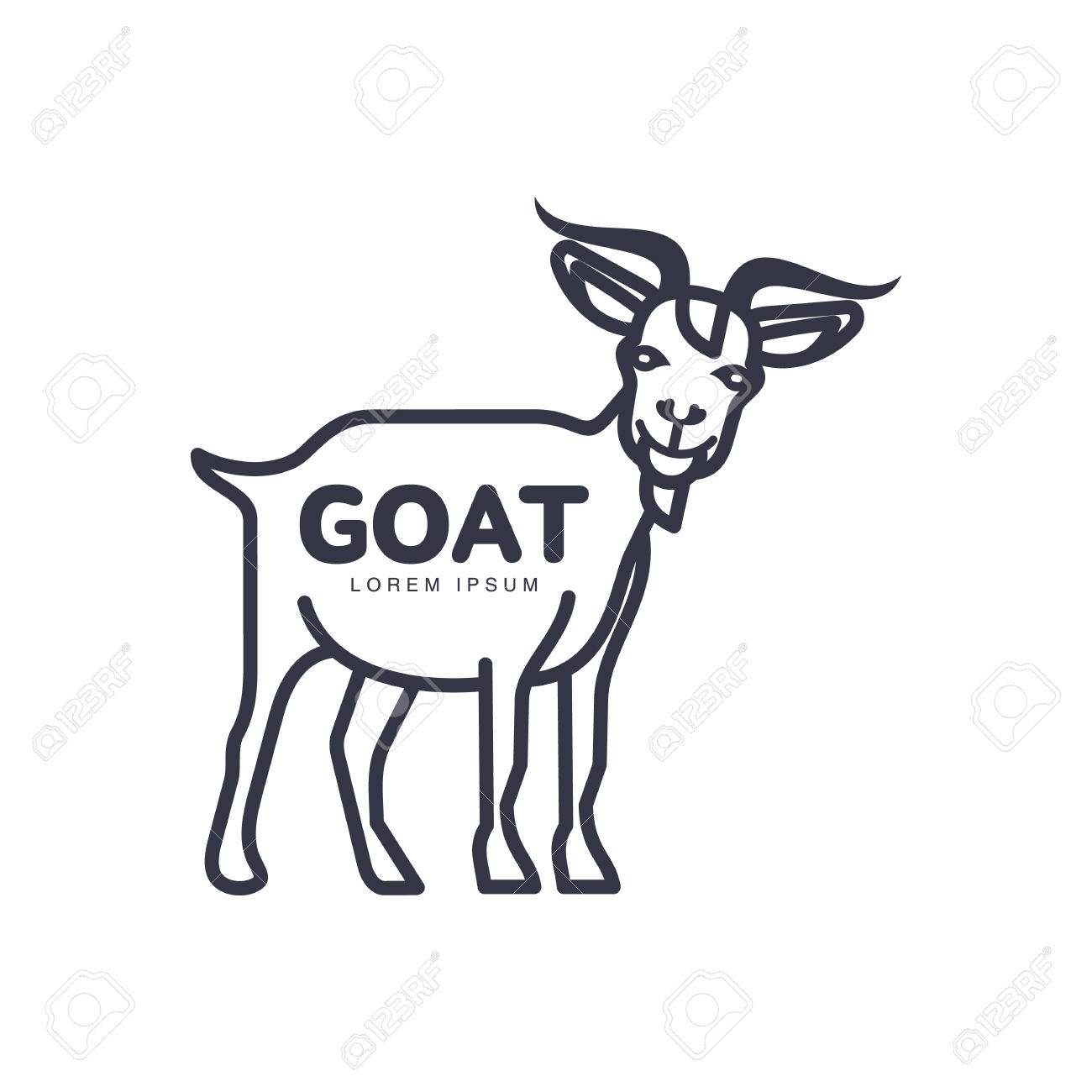 Full Length Goat Outline Template For Meat And Dairy Products, Cartoon  Vector Illustration On White Background. Side View Goat Standing Design For  Dairy, Meat, Farm Products Design Royalty Free SVG, Cliparts, Vectors,