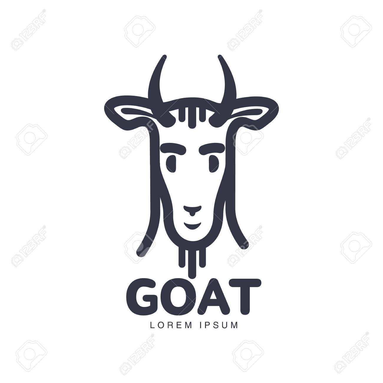 front view goat head template for meat and dairy products royalty