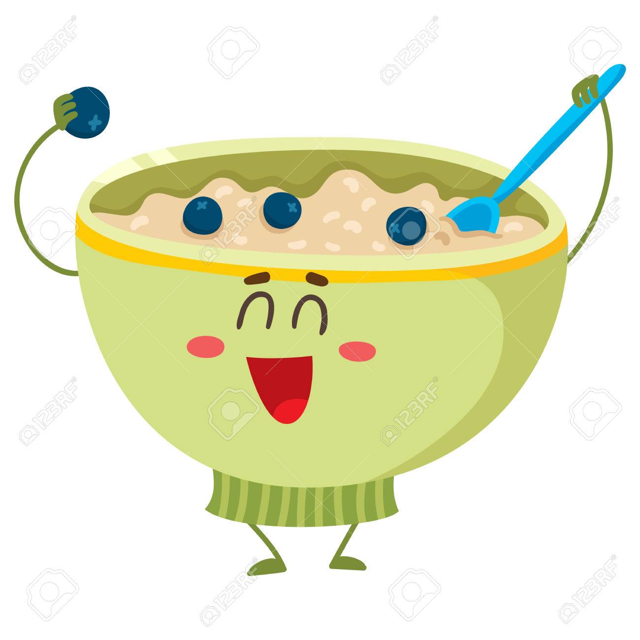 cute and funny bowl of cereal corn flakes oatmeal porridge