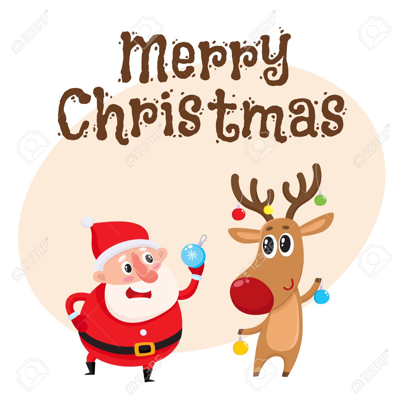 merry christmas greeting card template with funny santa and funny reindeer holding christmas balls cartoon - Funny Merry Christmas Greetings merry christmas greeting card template with funny santa and funny reindeer holding christmas balls cartoon - Funny Merry Christmas Greetings