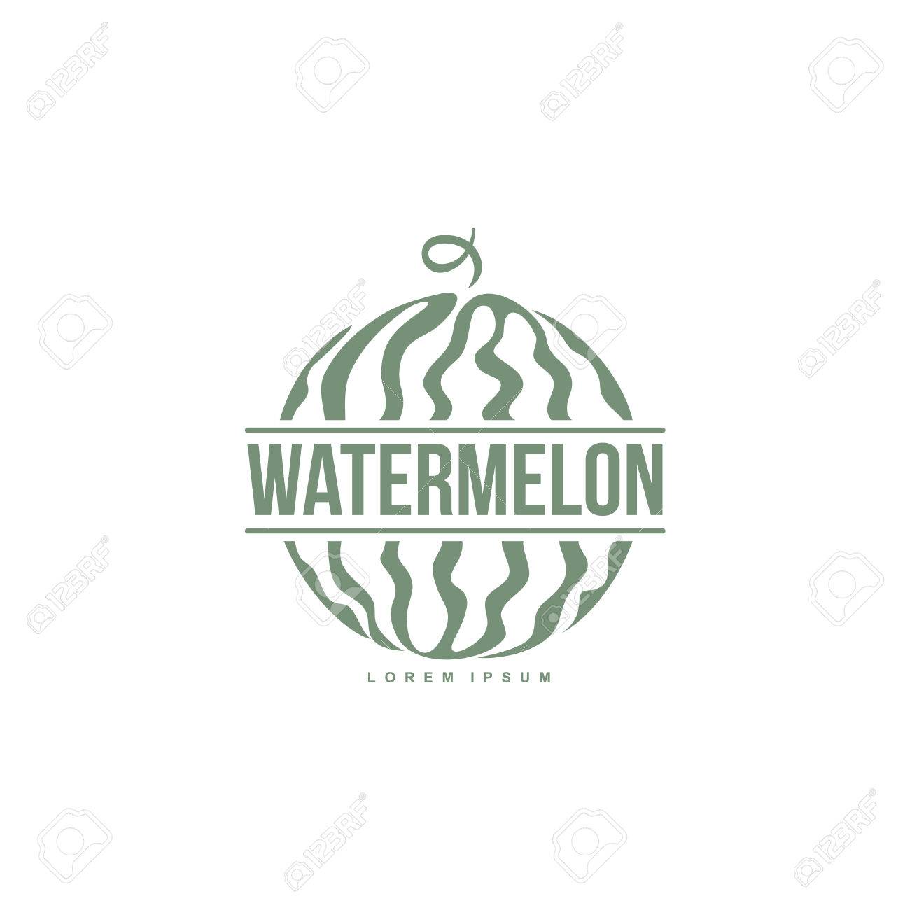 様式化されたストライプ スイカ 図の側面図とモノクロのロゴのテンプレートです スイカのロゴ グラフィック ロゴ デザイン様式スイカを丸ごと のイラスト素材 ベクタ Image