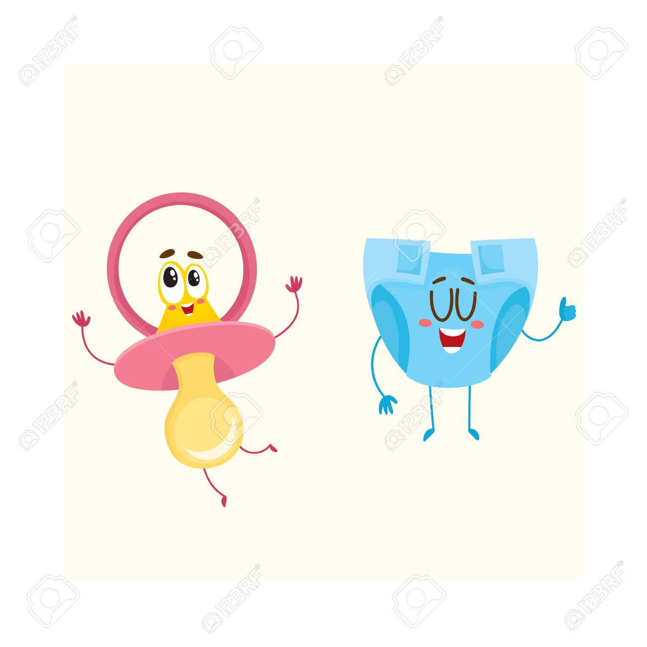 Bebe Engracado Manequim Chupeta E Fralda Fralda Personagens Conceito De Cuidados Infantis Ilustracao Vetorial Dos Desenhos Animados Isolada No Fundo Branco Chupeta Manequim E Fralda Personagem De Fralda Mascote Ilustraciones Vectoriales Clip