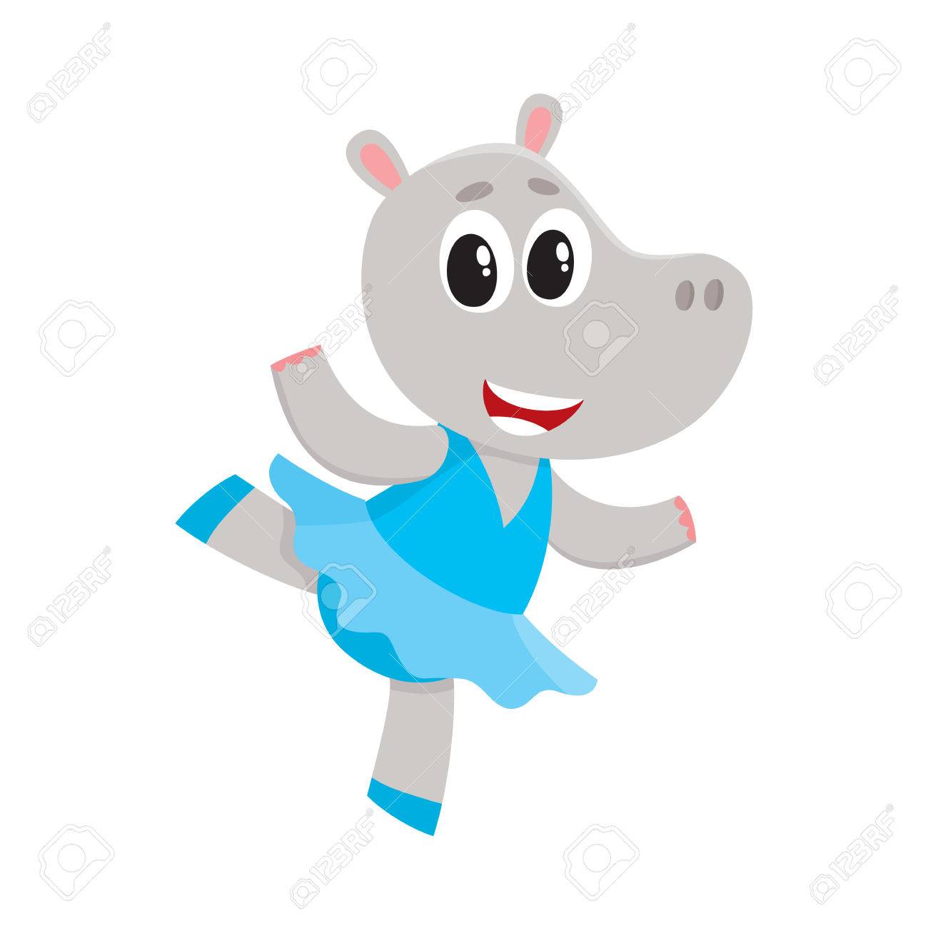 Download Happy Cute Little Hippo Character Ballet Dancer In Pointed Shoes Royalty Free Cliparts Vectors And Stock Illustration Image 81477362